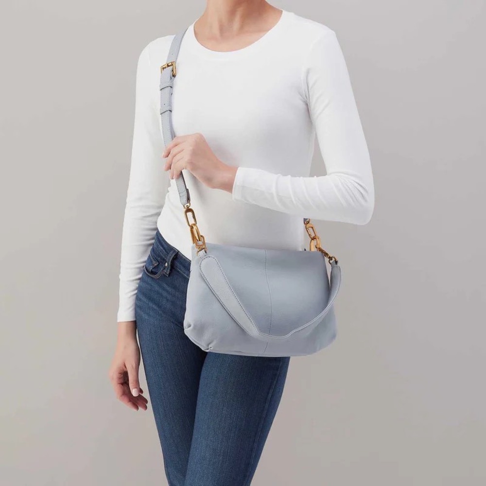 Hobo Advance Shoulder Bag in Indigo Cloud Pebbled Leather - Picture 8 of 10